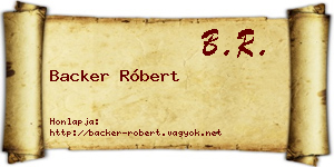 Backer Róbert névjegykártya